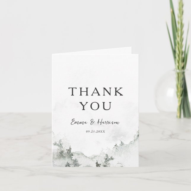 Watercolor Forest Wedding Thank You Card (Front)
