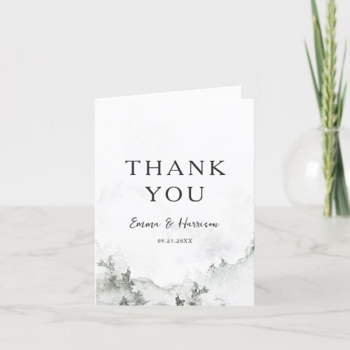 Watercolor Forest Wedding Thank You Card