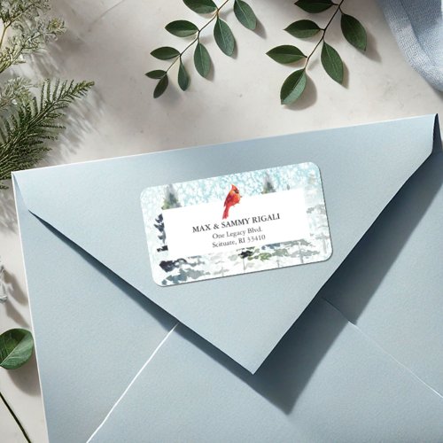 Watercolor Forest Winter Christmas Return Address Label