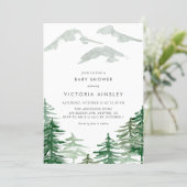 Watercolor Forest Winter Woodland Baby Shower Invitation (Standing Front)