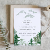 Watercolor Forest Winter Woodland Baby Shower Invitation