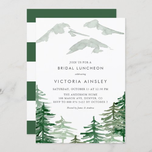 Watercolor Forest Winter Woodland Bridal Luncheon Invitation