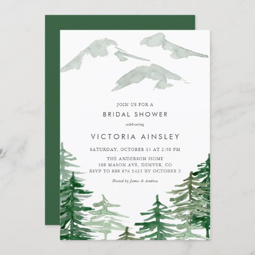 Watercolor Forest Winter Woodland Bridal Shower Invitation