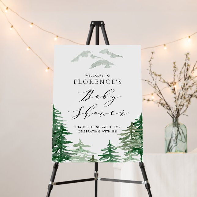 Watercolor Forest Woodland Baby Shower Welcome Foam Board (In Situ (Stand))