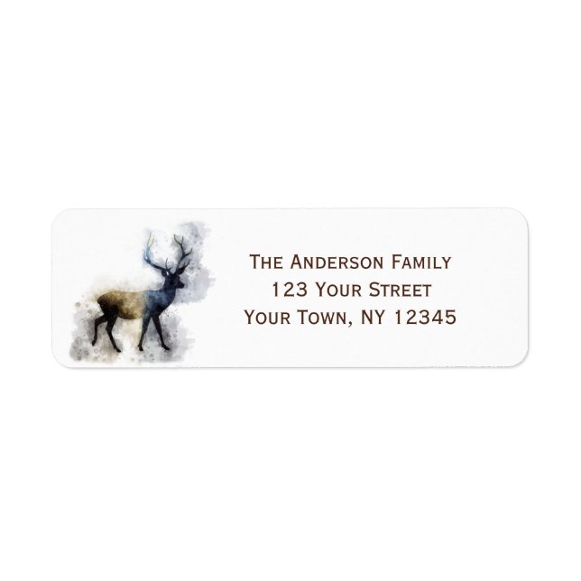 Watercolor Forest Woodland Deer Label (Front)