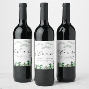 Watercolor Forest Woodland Graduation Party Wine Label