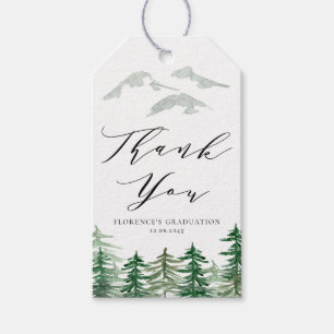 Watercolor Forest Woodland Graduation Thank You Gift Tags