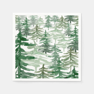 Watercolor Forest Woodland Pattern Birthday Party Napkins