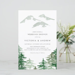 Watercolor Forest Woodland Wedding Shower Invite