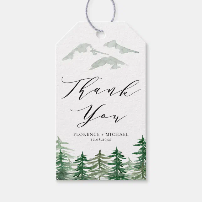 Watercolor Forest Woodland Wedding Thank You Gift Tags | Zazzle