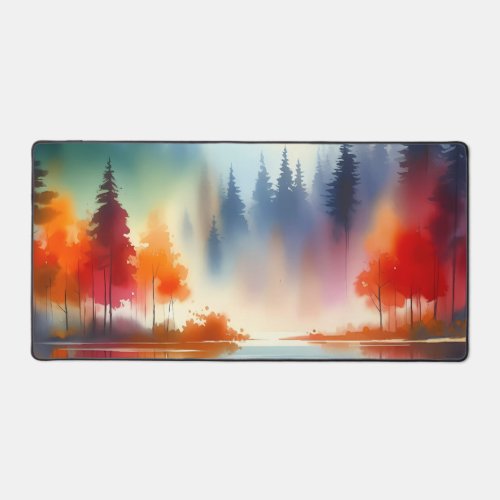 Watercolor Forests ablaze Desk Mat