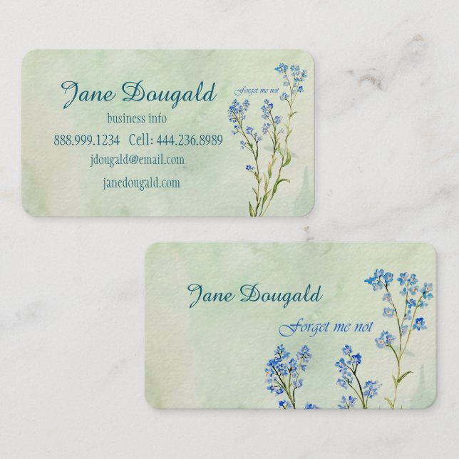 Watercolor Forget Me Not Blue Flower  Business Card (Front/Back)