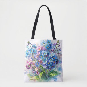 Watercolor Forget-Me-Not Flower Bunch Tote Bag