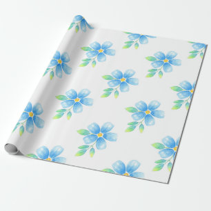 Watercolor Forget Me Not Flower Pattern Wrapping Paper