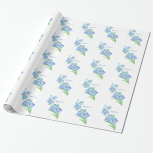 Watercolor Forget-me-not flower Pretty blue floral Wrapping Paper