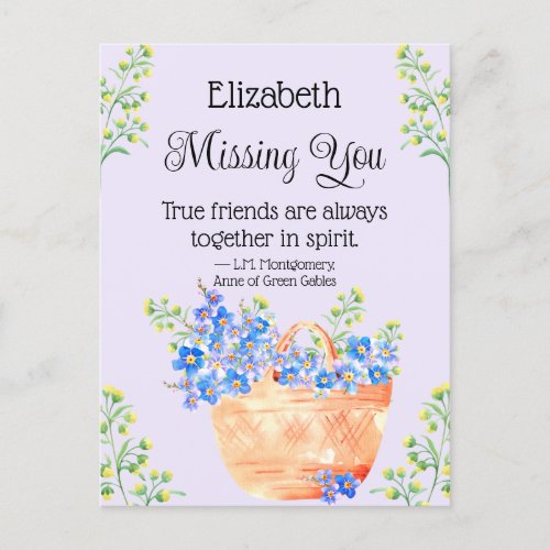 Watercolor Forget Me Not Flowers Friend Quote Postcard
