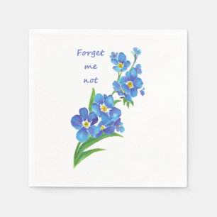 Watercolor "Forget me not" Pretty Blue Flower art Paper Napkins