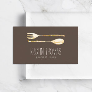 Watercolor Fork and Spoon Catering Business Card