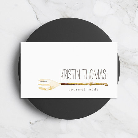 Watercolor Fork Catering, Chef, Food Business Card