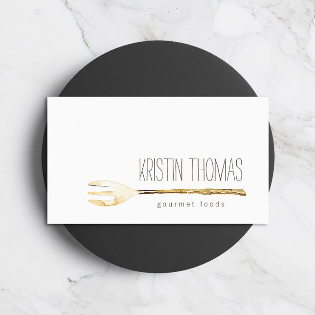 Watercolor Fork Catering, Chef, Food Business Card (Creator Uploaded)