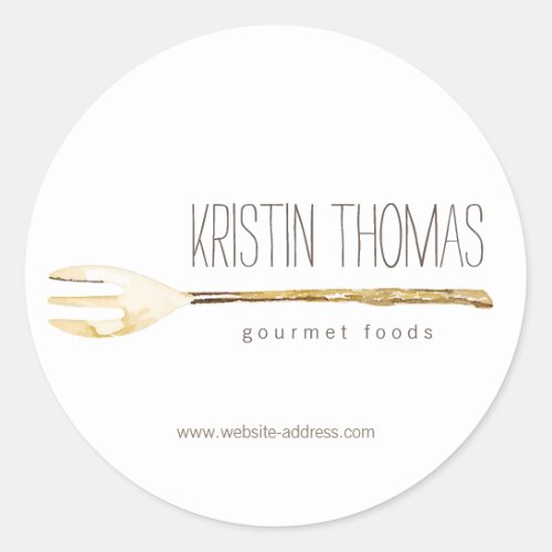 Watercolor Fork Catering Chef Food Round Sticker