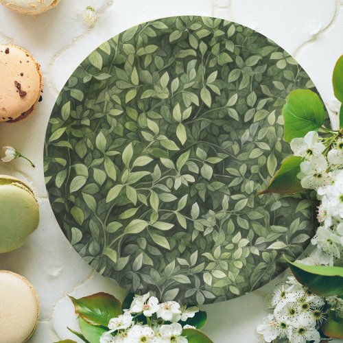 Watercolor Forrest Greens Neutral Baby Shower Paper Plates