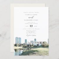Watercolor Fort Worth Texas City Skyline Wedding