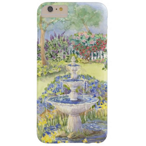 Watercolor Fountain Pond w Picket Fence Flowers Barely There iPhone 6 Plus Case