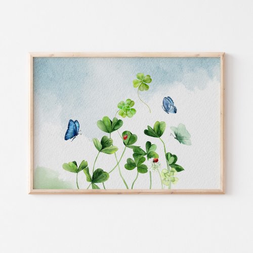 Watercolor Four Leaf Clover Art Print