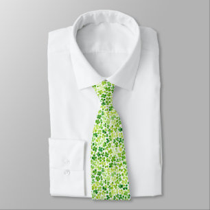 Watercolor Four-Leaf Clover Pattern in Green Neck Tie