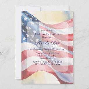 Watercolor Fourth Of July Wedding Celebration Invitation