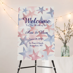 Watercolor Fourth Of July Wedding Welcome Sign