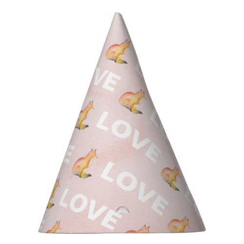 Watercolor Fox and Love Party Hat