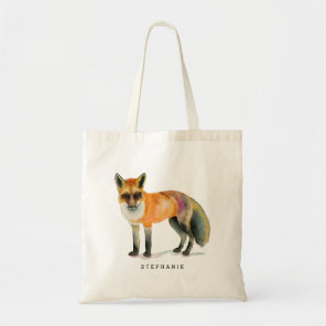Watercolor Fox Art Personalized Tote Bag
