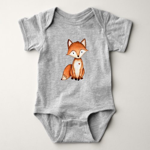 Watercolor fox baby bodysuit