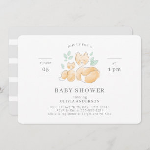Watercolor Fox Baby Shower Invitation