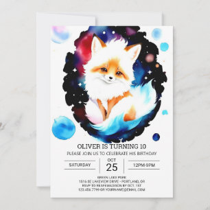 Watercolor Fox Birthday Adventure Invitation