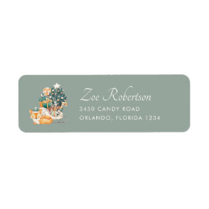 Watercolor Fox Christmas Sleighs Return Address Label