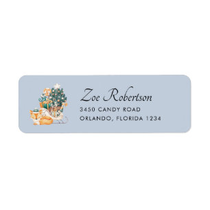 Watercolor Fox Christmas Sleighs Return Address Label