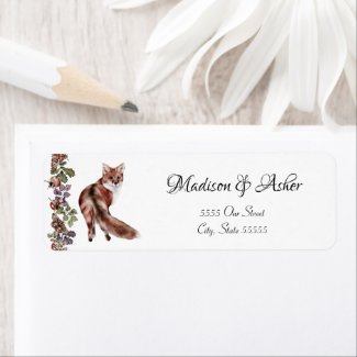 Watercolor Fox Fall Botanical Woodland Wildlife 