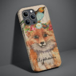 Watercolor Fox Floral Collage Personalized Name Case-Mate iPhone 14 Case<br><div class="desc">Watercolor Fox Floral Collage Personalized Name iPhone Smart Phone Cases features features a modern watercolor painting of a fox wearing a floral crown with a bird on her head. Personalize with your custom name by editing the text in the text box provided. Perfect gifts for Christmas, holidays, birthday, Mother's Day,...</div>