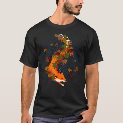 Watercolor Fox Flower Of Life Spirit Animal T_Shirt