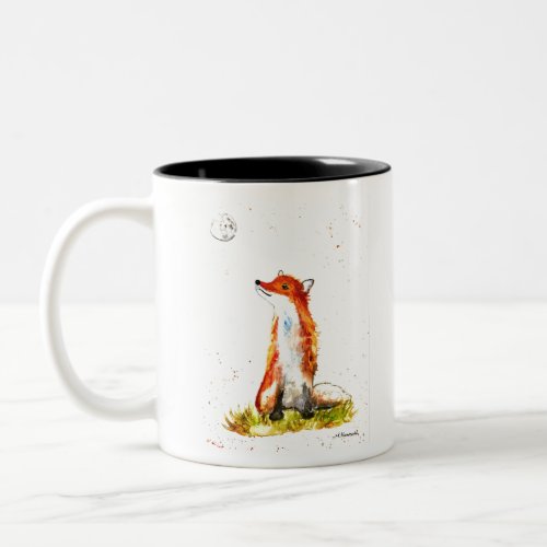 Watercolor fox forest woodland animals rustic Two_Tone coffee mug