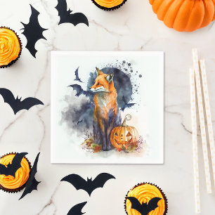 Watercolor Fox Halloween Napkins