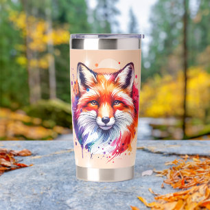 Watercolor Fox Illustration Insulated Tumbler