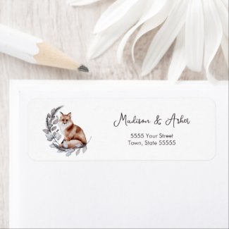 Watercolor Fox Modern Winter Foliage Botanical 