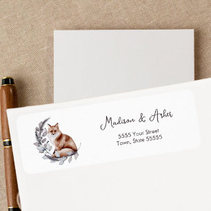 Watercolor Fox Modern Winter Foliage Botanical  Label