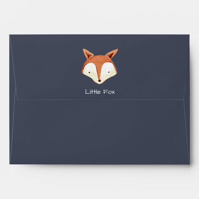 Watercolor Fox Navy Orange Stripes Envelope (Back (Top Flap))