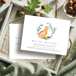 Watercolor Fox New Home Moving Announcement Postcard