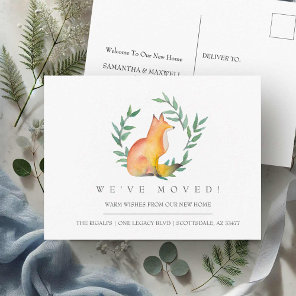 Watercolor Fox New Home Moving Announcement Postcard